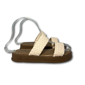 Kids Slide Sandals 2 Braid Strap Tan Beige Girls Size 2 US NWOB